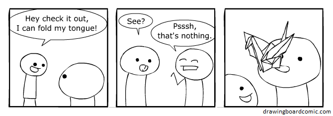 I had to learn how to fold a paper crane to learn how to draw a paper crane to draw this comic.