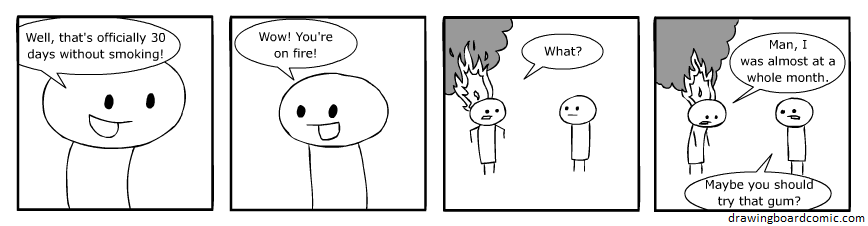 The fire is metaphorical for debilitating addiction.