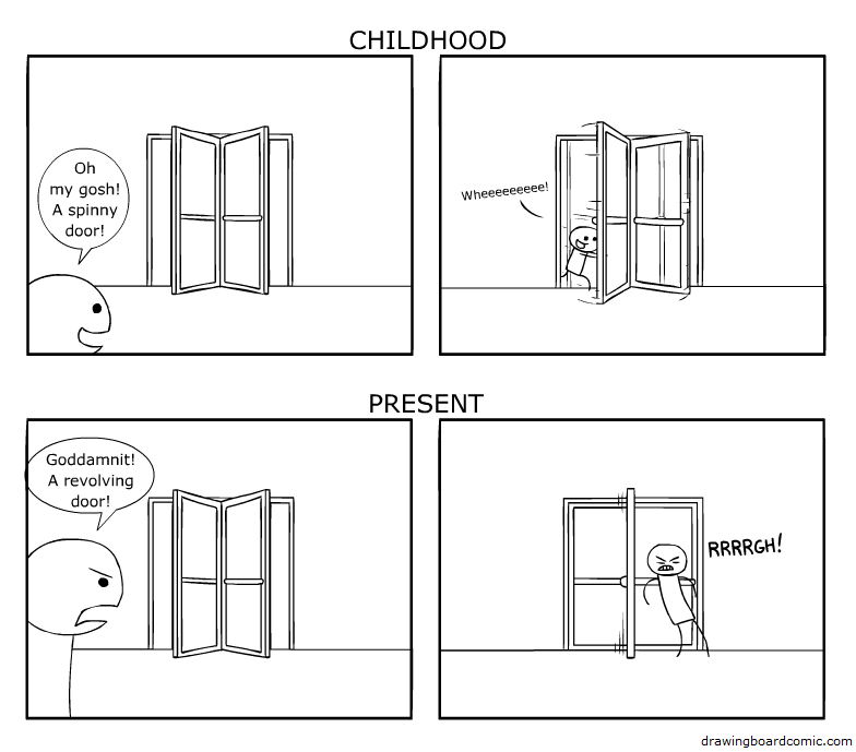 And yet I still always opt to go through the revolving door instead of the regular doors that are usually right next to it. And yet I still always opt to go through the revolving door instead of the regular doors that are usually right next to it.