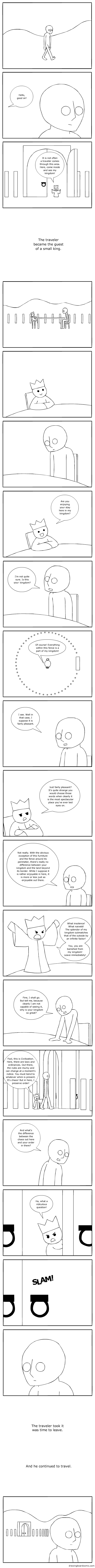 I know I've been advocating free interpretation, but if there's one thing I discourage you from taking away from this comic, it's that I support anarchy. Really, it strikes me as a poor idea.