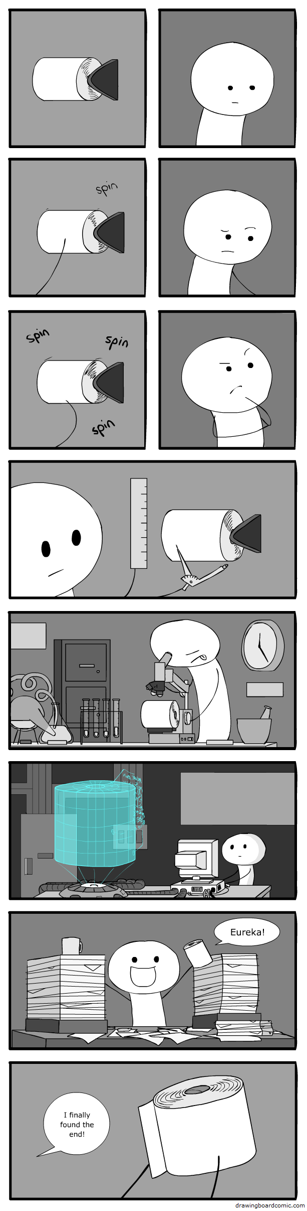 There are many local legends about the lost world that is the end of the toilet paper roll, but the accepted wisdom is that it just doesn't exist.