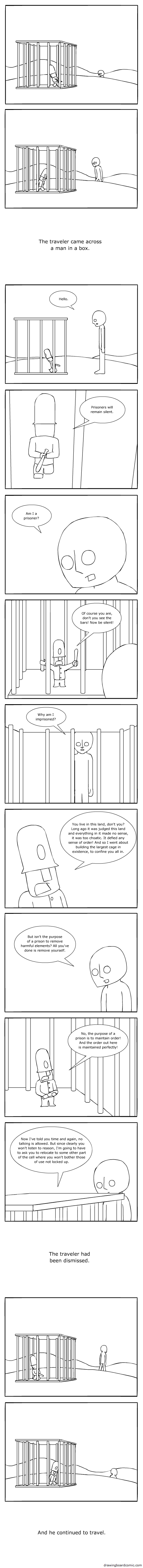 I seem to attach an implied moral to each of these of Traveler comics, quite unintentionally. My original aim making this series was to just portray some absurd little tales, but they keep lapsing into rough fables. Can't seem to avoid it.