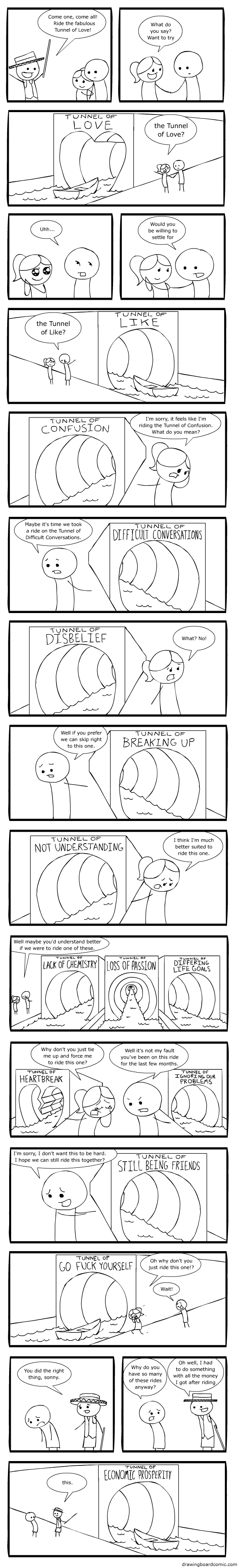 Do they even have tunnels of love anymore? I don't think I've ever even seen one. I guess it's not really practical for a traveling carnival (which is really the only kind these days) to have to haul around a river.