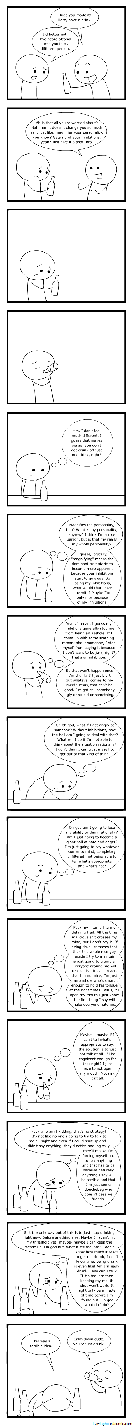 It's a funny story how I thought of this comic. There are a bunch of stories in my immediate family of people saying really silly things while under post-medical operation painkillers. So I was going to get my wisdom teeth out this summer and was worried I'd say something embarassing. After the operation, when I asked my mom if I had in fact said anything, she said "You kept apologizing and told me not to tell you anything you said while you were out of it."